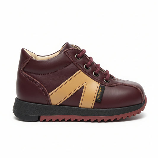 Scarpe Bambini, Bordeaux e Beige, Vera Pelle, Safari Kid's, Z1184, 22 EU