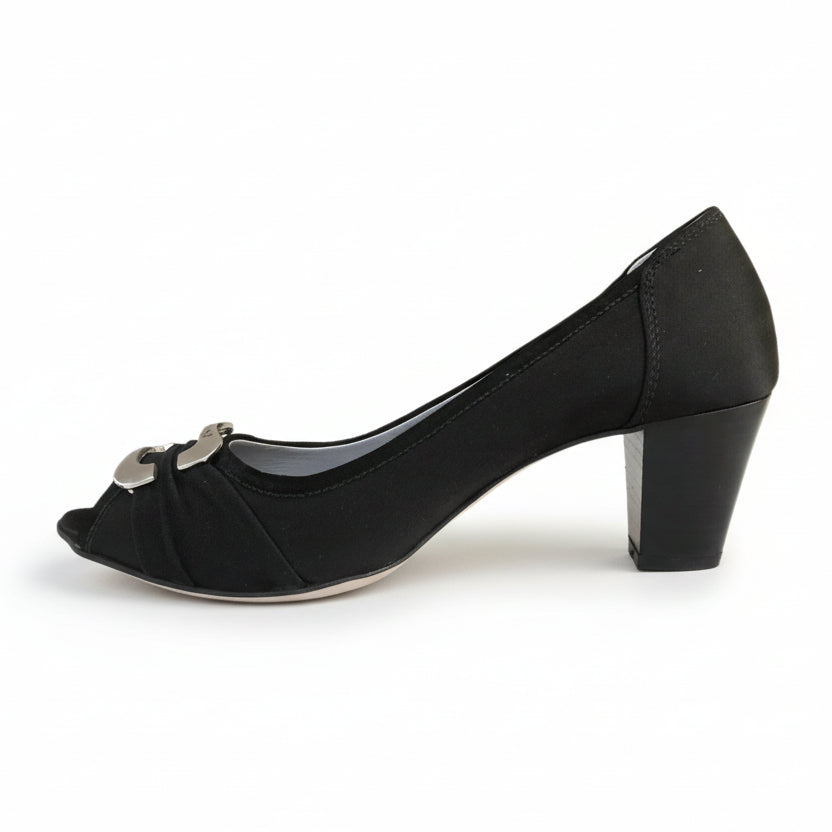 Décolleté Spuntate NeroGiardini, Nero, Vera Pelle, Raso, 38 IT, Open Toe