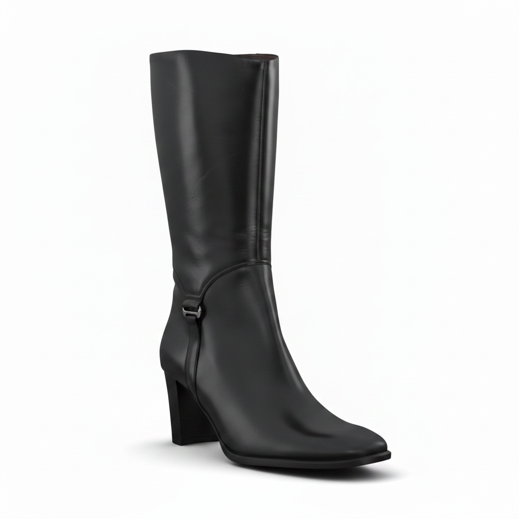 Stivali Donna PATANI 30685 Vera Pelle Nappa Nera con Zip e Tacco a Blocco – Numero 40