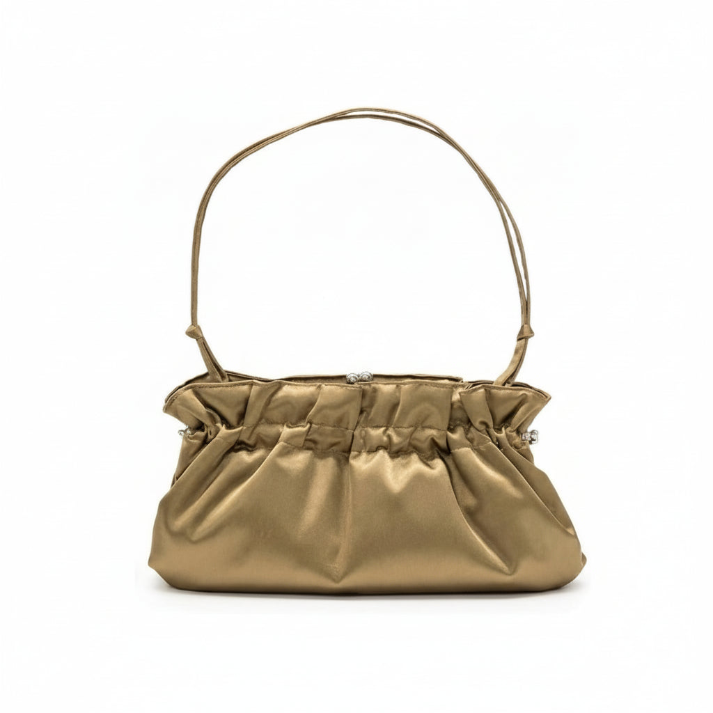 Borsetta da cerimonia Donna, Elegante, Verde Militare, Fiori di perline, Chiusura a scatto