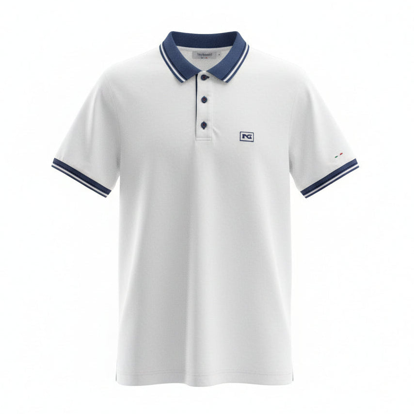T-Shirt Polo Uomo Nero Giardini, Bianco e Blu, Cotone, P571906U