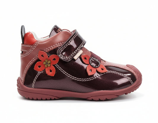 Scarpe da bambina con Strappo, Fiori, Vera pelle, Vernice, Rosso - 23 EU