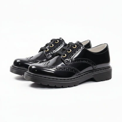 Scarpa inglesina da bambina Nero Giardini A528231F Diamond Nero, Vera Pelle Lucida