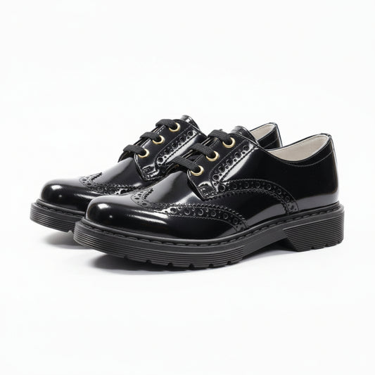 Scarpa inglesina da bambina Nero Giardini A528231F Diamond Nero, Vera Pelle Lucida