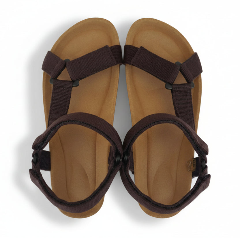Sandali Mauri Moda Marrone Testa di Moro, Uomo, Chiusura Multi Strappo, Vera Pelle Nabuk