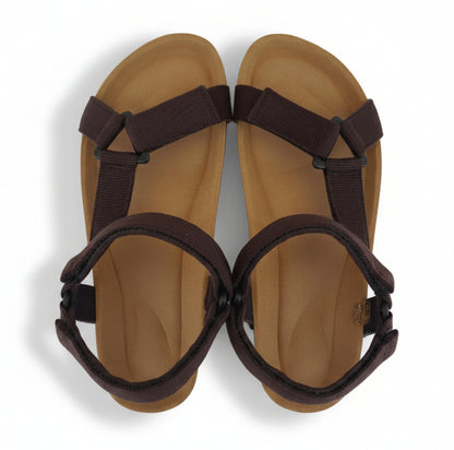 Sandali Mauri Moda Marrone Testa di Moro, Uomo, Chiusura Multi Strappo, Vera Pelle Nabuk