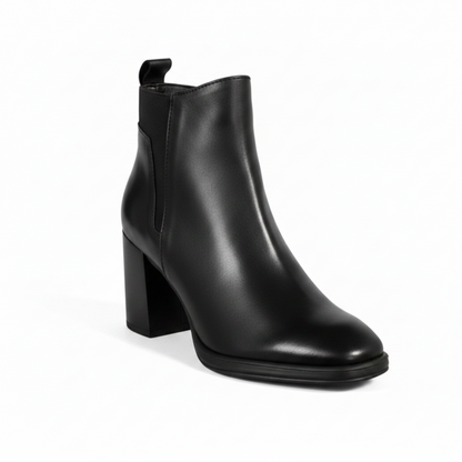 Stivaletti Neri Donna Cinzia Soft PQ9555760 - Vera Pelle, Tacco a blocco, Elastico e Zip Laterale