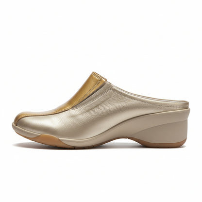 Sabot DL Sport, Vera Pelle, Platino e Beige, 38 EU