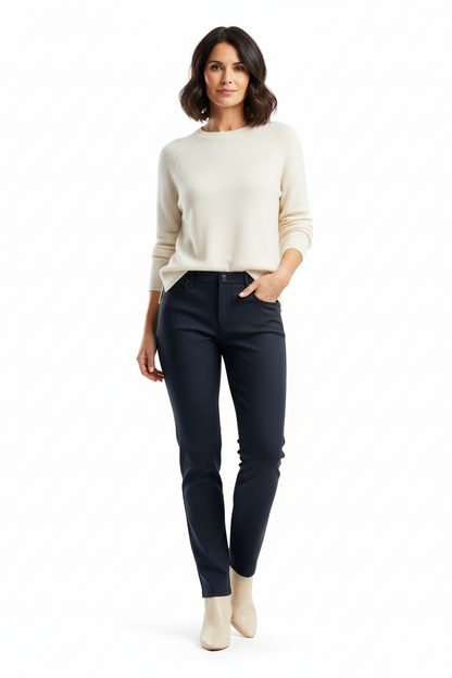 Pantaloni elasticizzati Blu, Donna, Nero Giardini, Punto Milano, Cotone, Morbidi