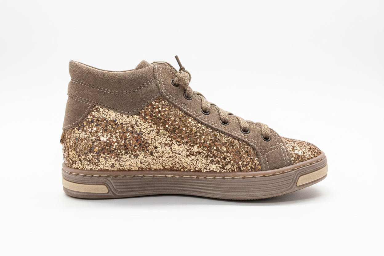 Sneakers da bambina Glitter Oro Nero Giardini 26122, Vera Pelle Beige - 30 EU