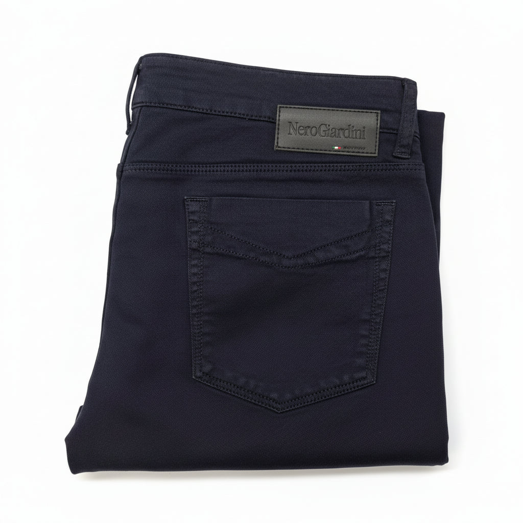 Pantaloni Uomo Nero Giardini A674400U in twill, Blu, Regolar, 52 EU
