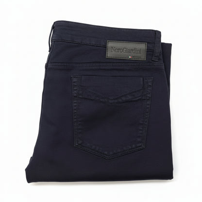 Pantaloni Uomo Nero Giardini A674400U in twill, Blu, Regolar, 52 EU