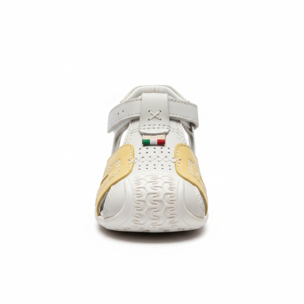 Scarpe a gabbia Bambino, Chicco, Vera Pelle, Grigio e Giallo, 39443, Fibbia