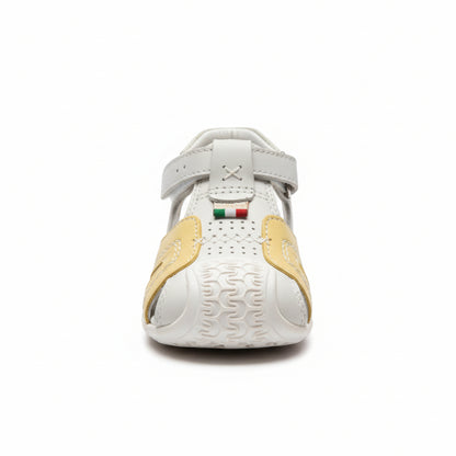 Scarpe a gabbia Bambino, Chicco, Vera Pelle, Grigio e Giallo, 39443, Fibbia