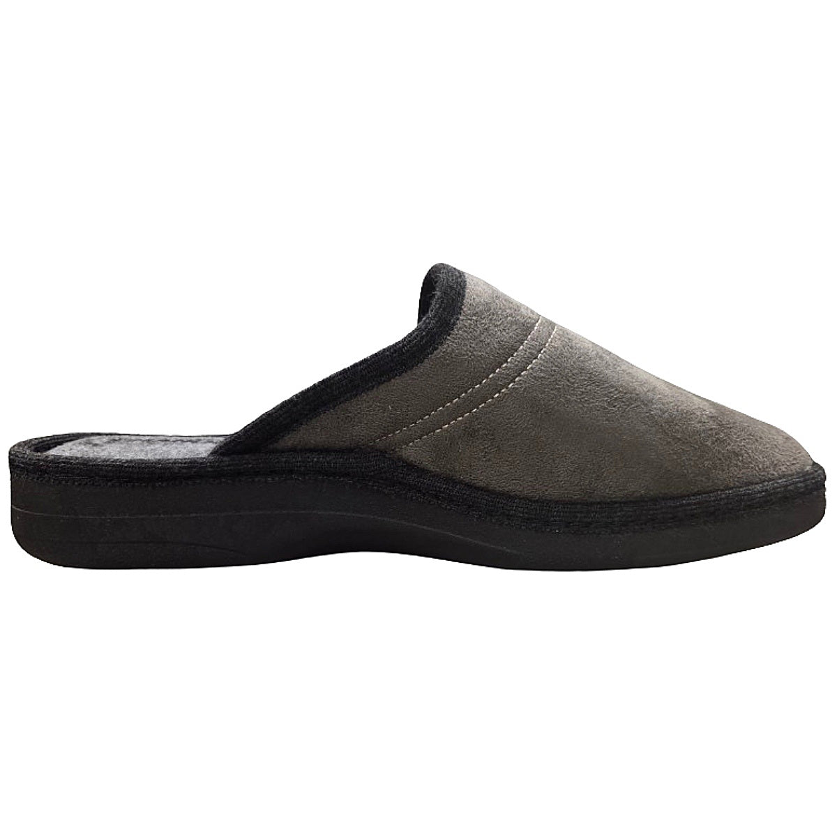 Pantofole Uomo in Velour, EMANUELA, Ciabatte Calde Grigie, Lana Cotta, 1109