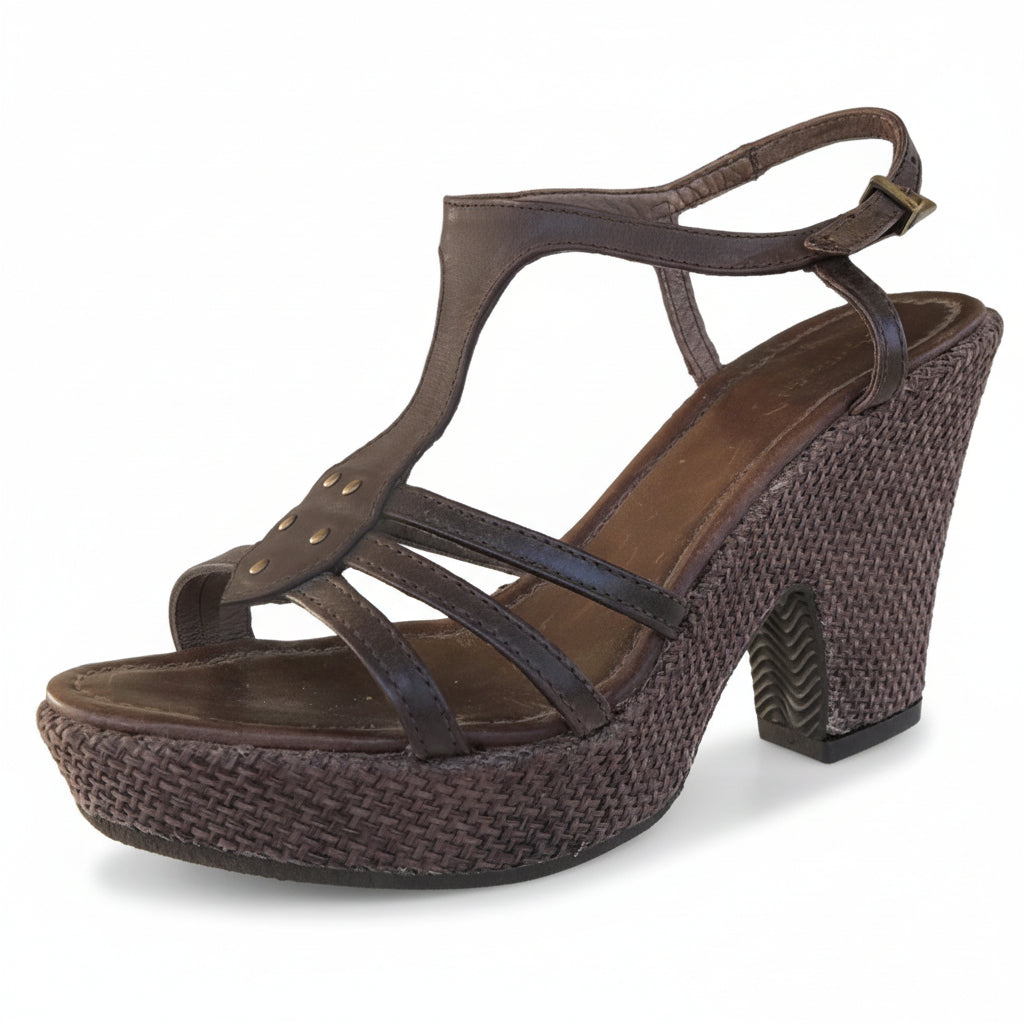 Sandali Donna Nero Giardini, Marrone, Zeppa alta, Vera Pelle, 36 IT