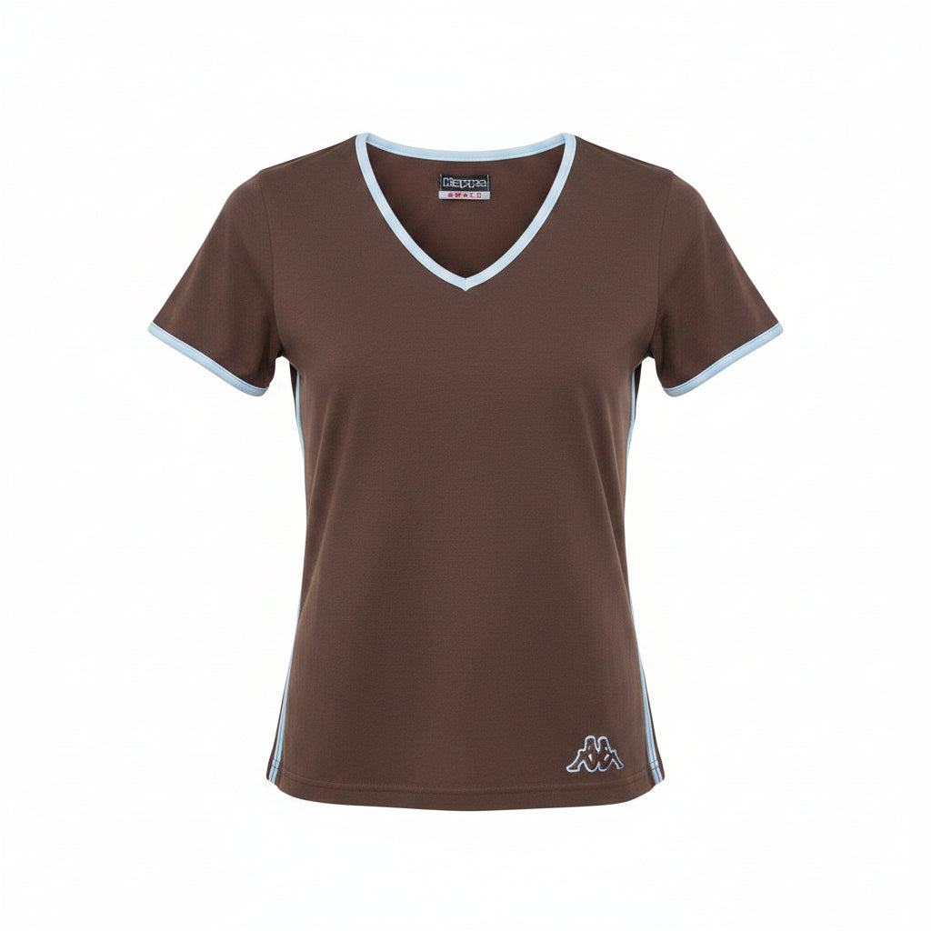 T-shirt Donna Kappa Marrone, Dettagli Celeste, Taglia S