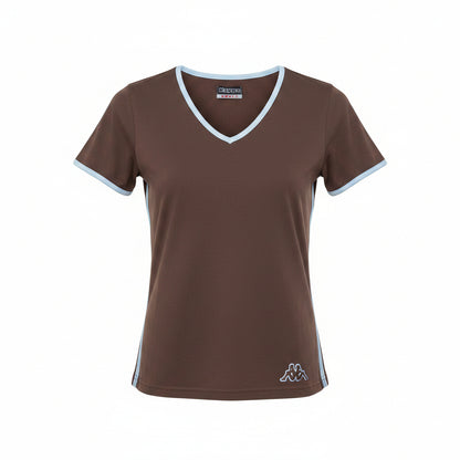 T-shirt Donna Kappa Marrone, Dettagli Celeste, Taglia S