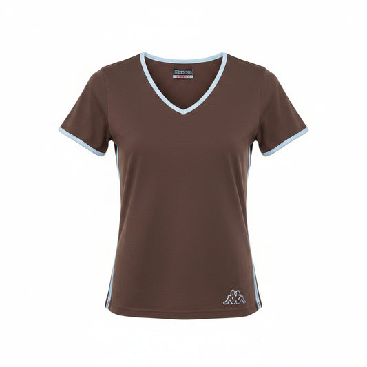 T-shirt Donna Kappa Marrone, Dettagli Celeste, Taglia S