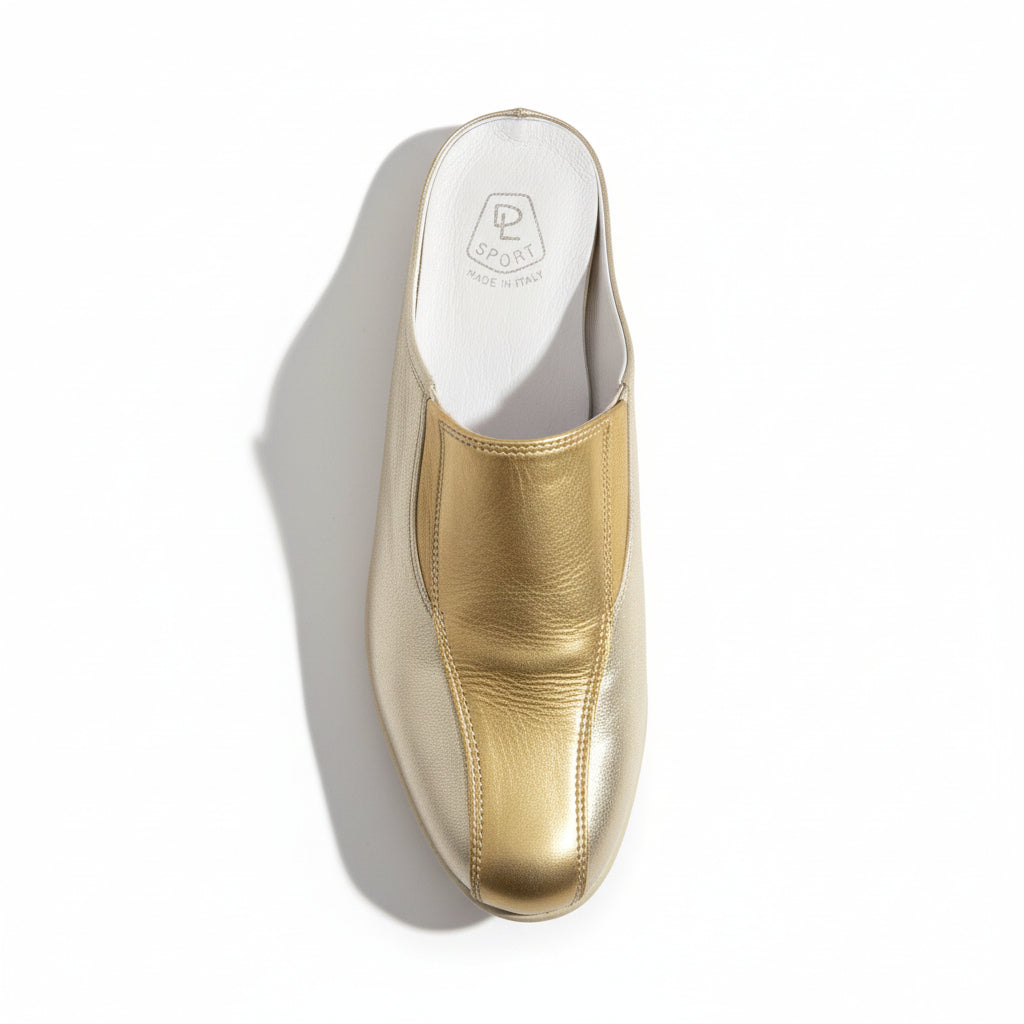 Sabot DL Sport, Vera Pelle, Platino e Beige, 38 EU