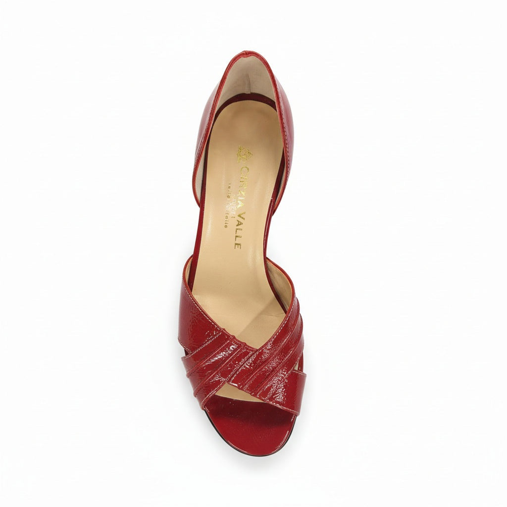 Décolleté spuntate Cinzia Valle, 4549, Tacco 3 cm, Vera Pelle, Vernice, Rosso Bordeaux