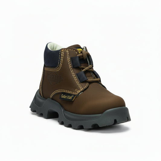 Scarponcini Bambino SafariKid's, Vera Pelle, Marrone, con lacci, 18 EU