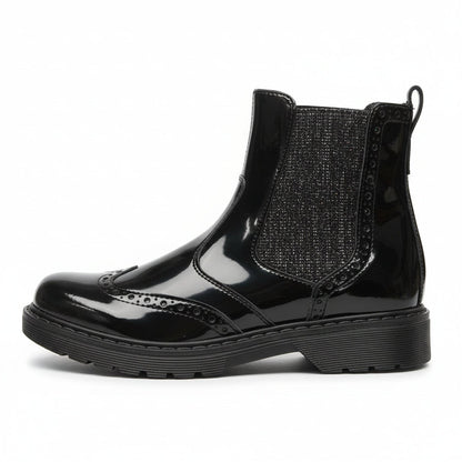 Nero Giardini Stivali Neri bambina Vera Pelle, elastico laterale glitter, chiusura zip