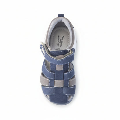 Sandali Bambini Nero Giardini Junior in Vera Pelle – Blu Avio Bianco Grigio Taglia 24