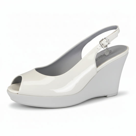 Sandali con zeppa, Nero Giardini, Bianco, Open Toe Vera Pelle, Vernice, 37 IT