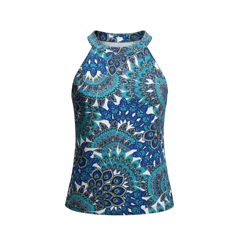 Blusa Estiva Donna Nero Giardini, Blu, Azzurro, Verde Acqua, Fantasia