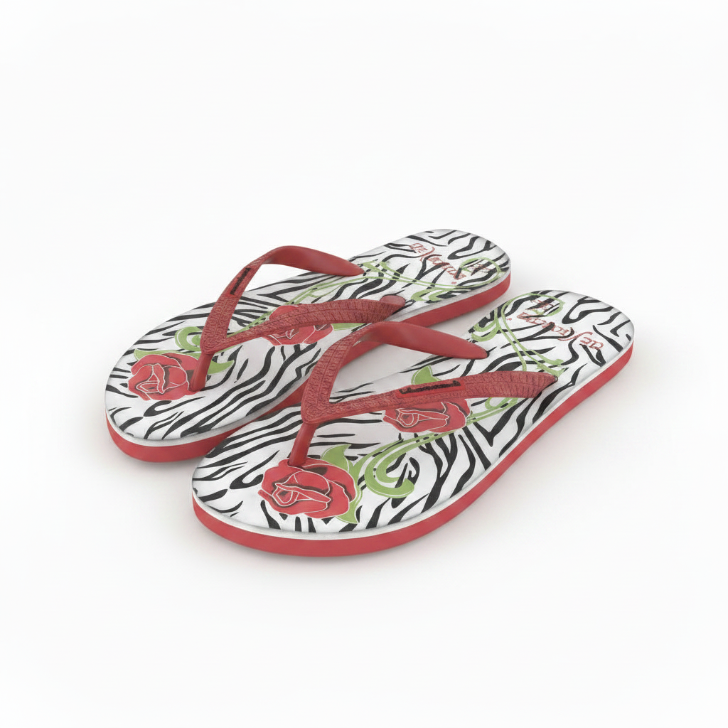 Infradito Donna De Fonseca Zebrato Rose Rosse | Ciabatte Mare Taglia 37/38