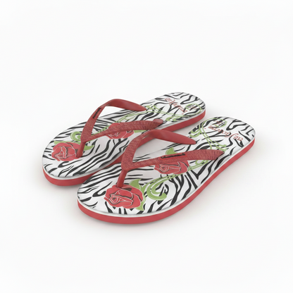 Infradito Donna De Fonseca Zebrato Rose Rosse | Ciabatte Mare Taglia 37/38