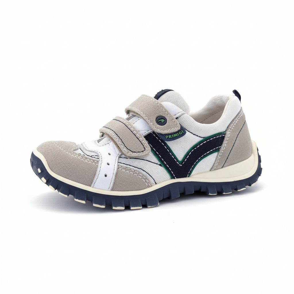 Sneakers Bambino PRIMIGI Beige, Blu, Verde, Vera Pelle, Chiusura a strappo