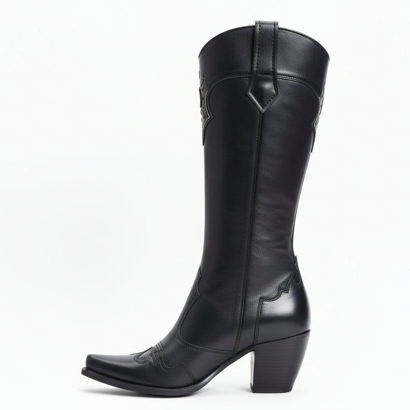 Stivali Texani Nero Giardini 00190, Vera Pelle, Nero, Donna