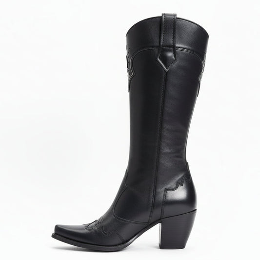 Stivali Texani Nero Giardini 00190, Vera Pelle, Nero, Donna