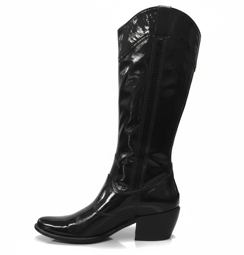 Stivali Texani Donna Nero Giardini, 00576, Vera Pelle Naplak in Vernice, Nero