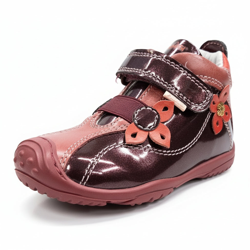 Scarpe da bambina con Strappo, Fiori, Vera pelle, Vernice, Rosso - 23 EU