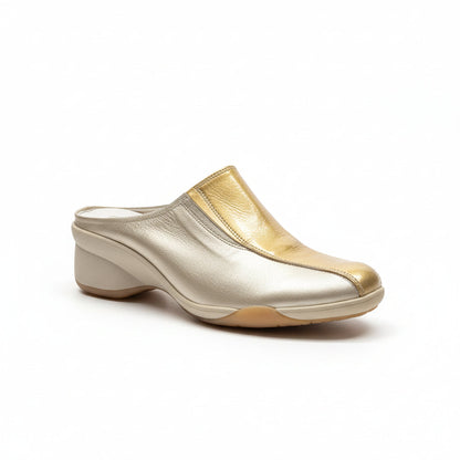Sabot DL Sport, Vera Pelle, Platino e Beige, 38 EU