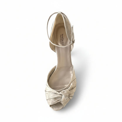 Scarpe spuntate, Nero Giardini, 00755, Zeppa, Vera Pelle, Open Toe Beige Safari, 39 IT