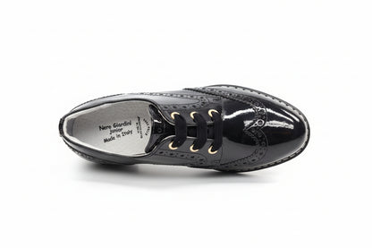 Scarpa inglesina da bambina Nero Giardini A528231F Diamond Nero, Vera Pelle Lucida
