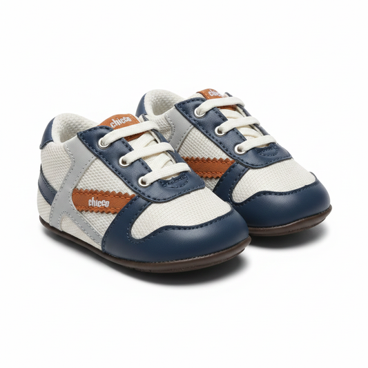 Sneakers Chicco Bimbo Tela e Pelle Blu Bianco Arancio