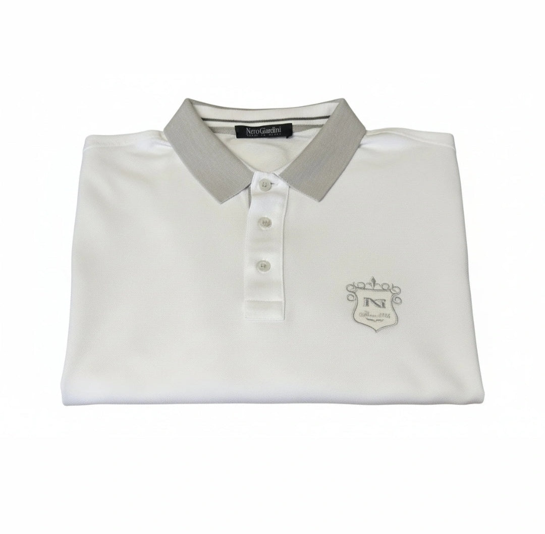 T-Shirt Polo Uomo Nero Giardini, Bianco e Grigio, Taglia 48 IT, P471500U, Cotone