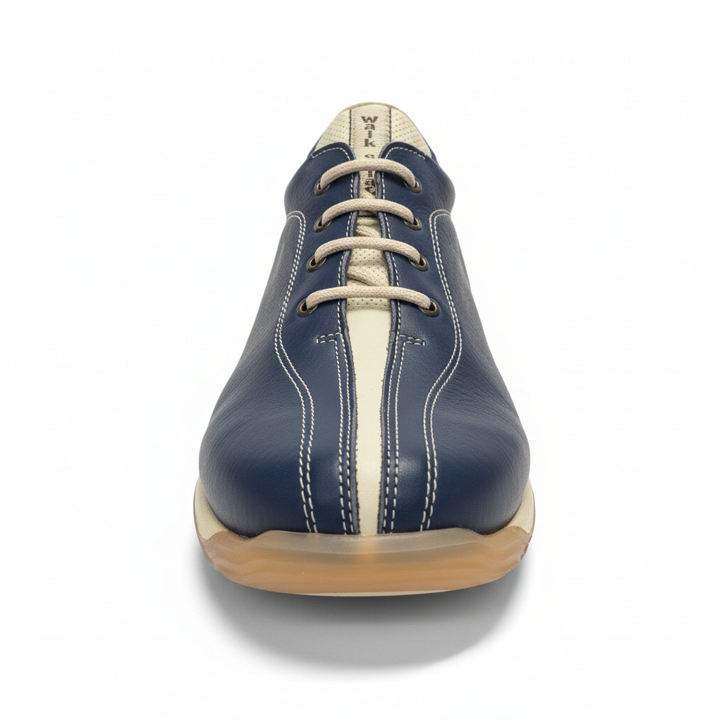 Sneakers Blu Avio e Beige, Walk Safari, 3208, Vera Pelle, 39 EU, Unisex