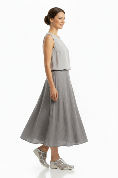 Sabot Nero Giardini, Vera Pelle Argento Specchiato, Tela Beige con riflessi argento