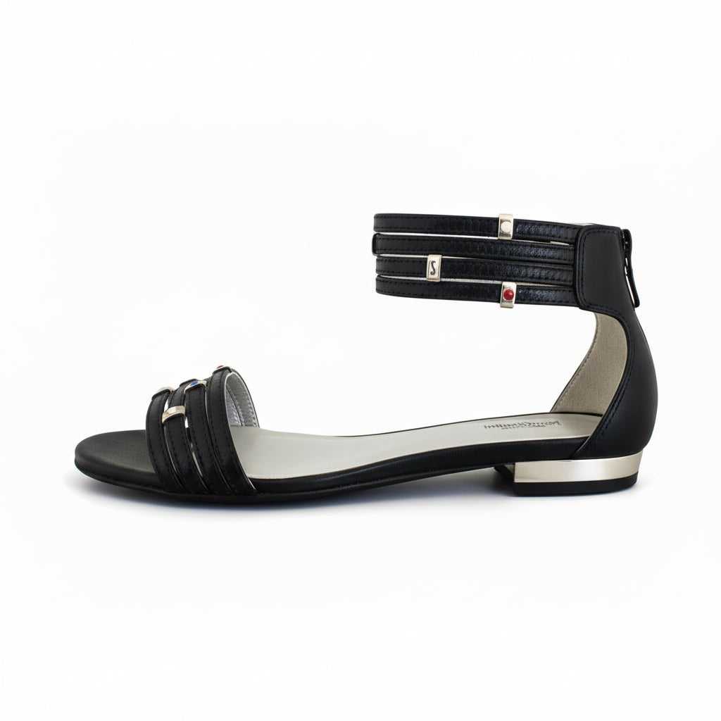 Sandali Donna Nero Giardini, Vera Pelle, Nero, Zip, Numero 40 IT, P106020D