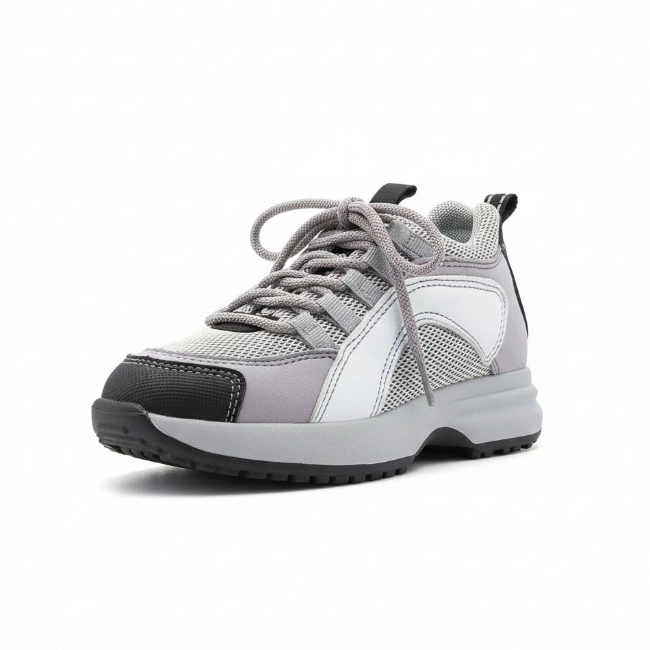 Sneakers Bambini Walk Safari, Vera Pelle, Tela, Grigio