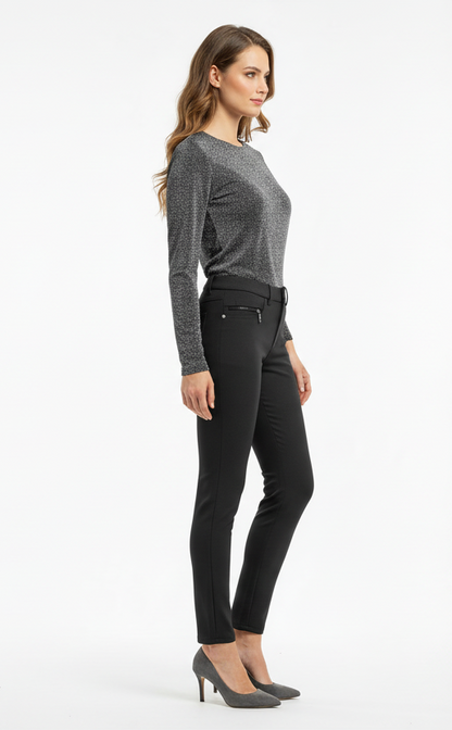 Pantaloni morbidi da donna, Nero Giardini, Grigio Scuro melange, Cotone