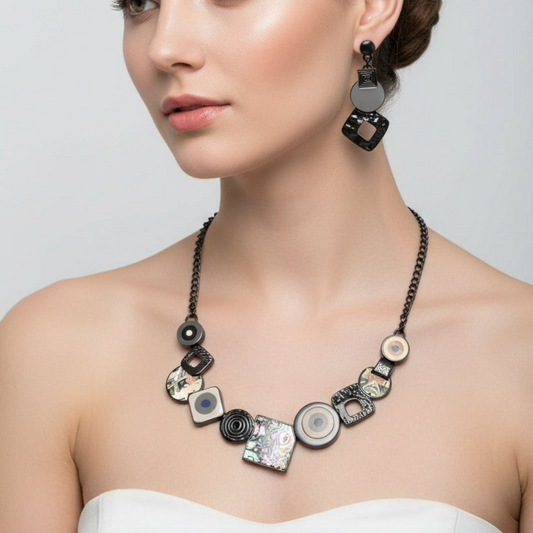 Set coordinato Collana e Orecchini, Gioielli Geometrici Anallergici
