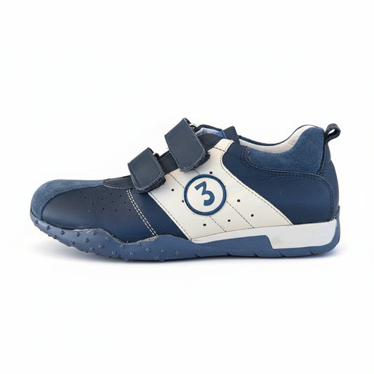 Sneakers Bambino, Okeep, 8064, Vera Pelle Vitello, Blu Denim, 34 IT