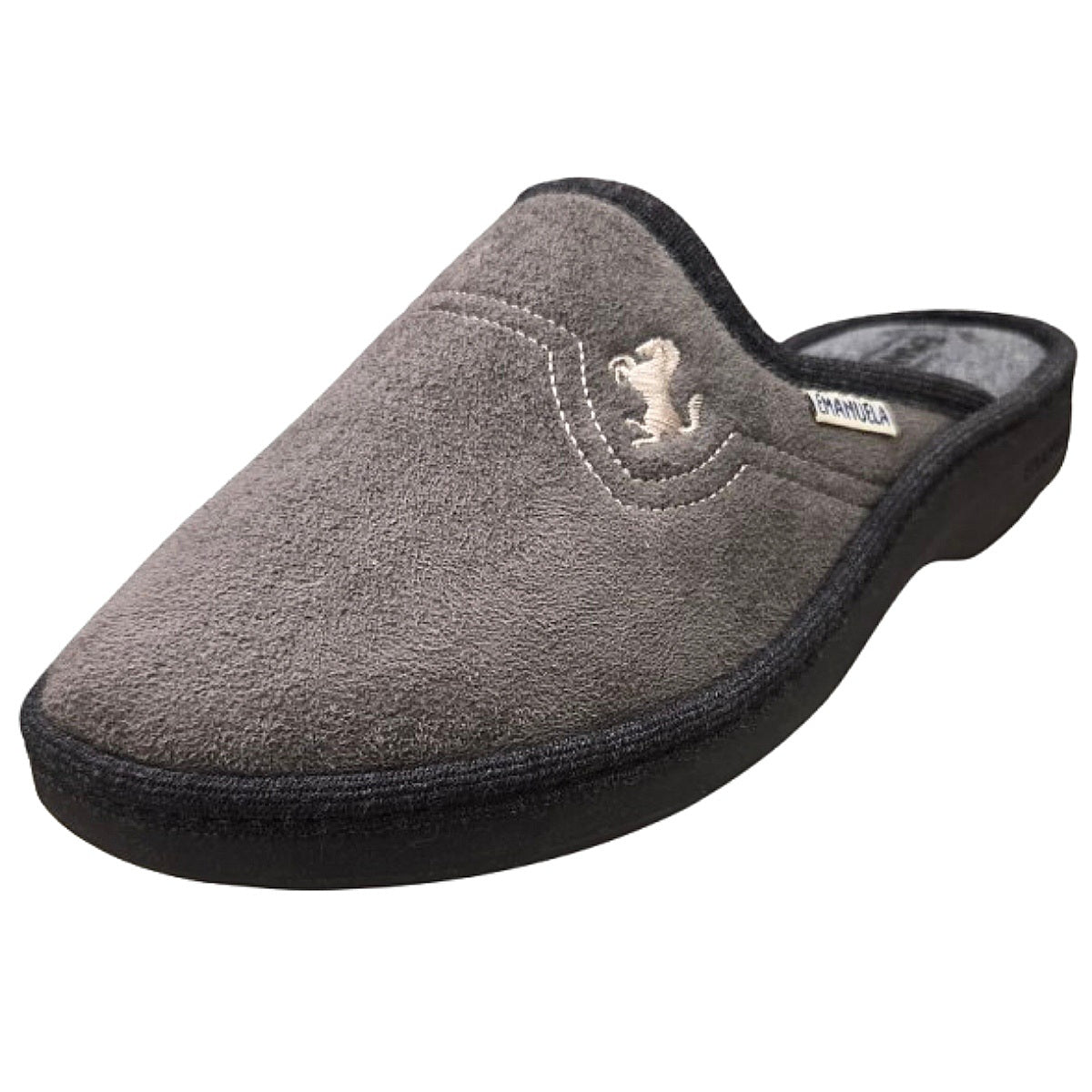 Pantofole Uomo in Velour, EMANUELA, Ciabatte Calde Grigie, Lana Cotta, 1109